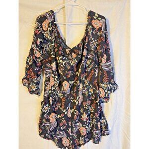 Romper Shorts Jumper Jumpsuit Womens Plus XXL 2X Boho Hippie Cottagecore Navy